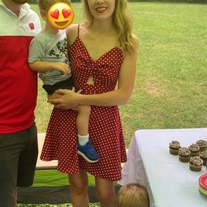 Red Polka-Dot Mini-Dress